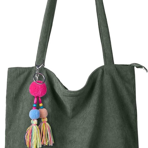 Corduroy Tote Bag Large Capacity Women’s Shoulder Shopping Handbag - Picture 1 of 7